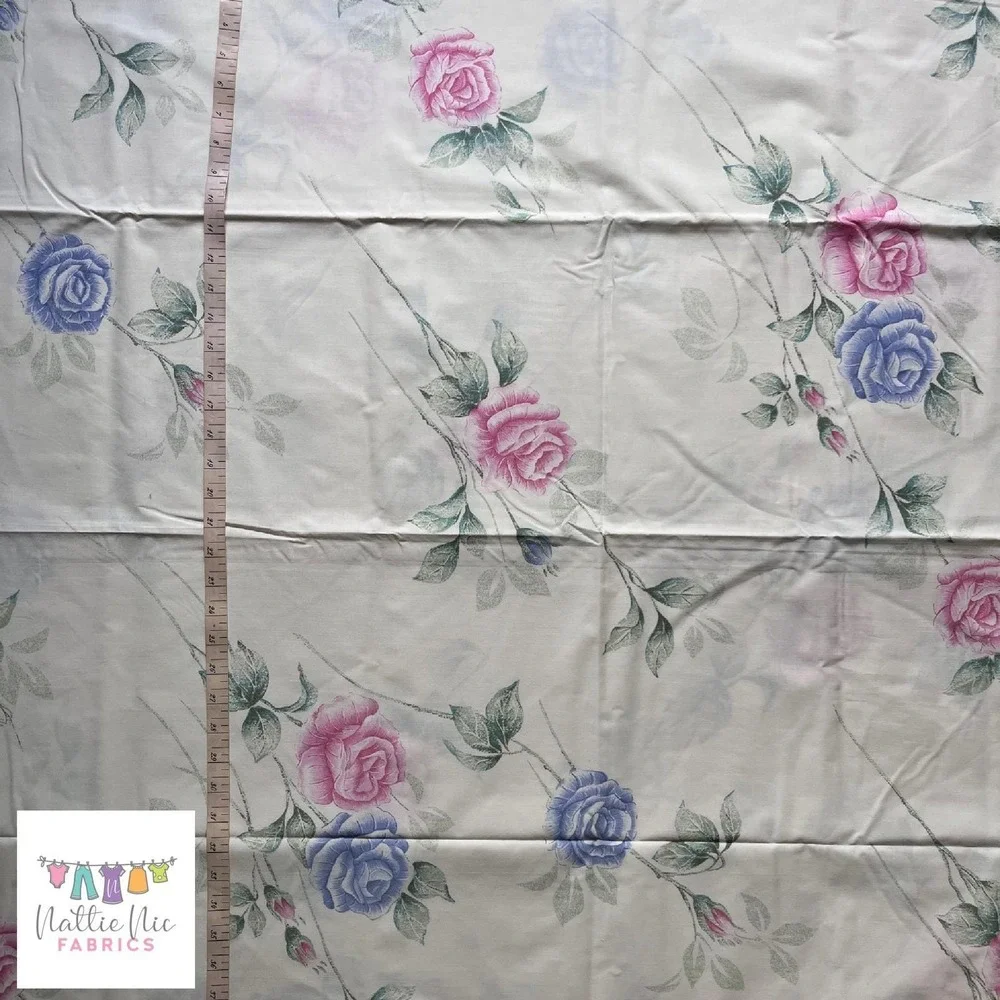 Vintage Full Size sheet set with 2 pillowcases‎ pink and purple roses NWOT